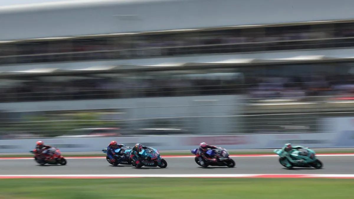 Racing motorcycles on a circuit
