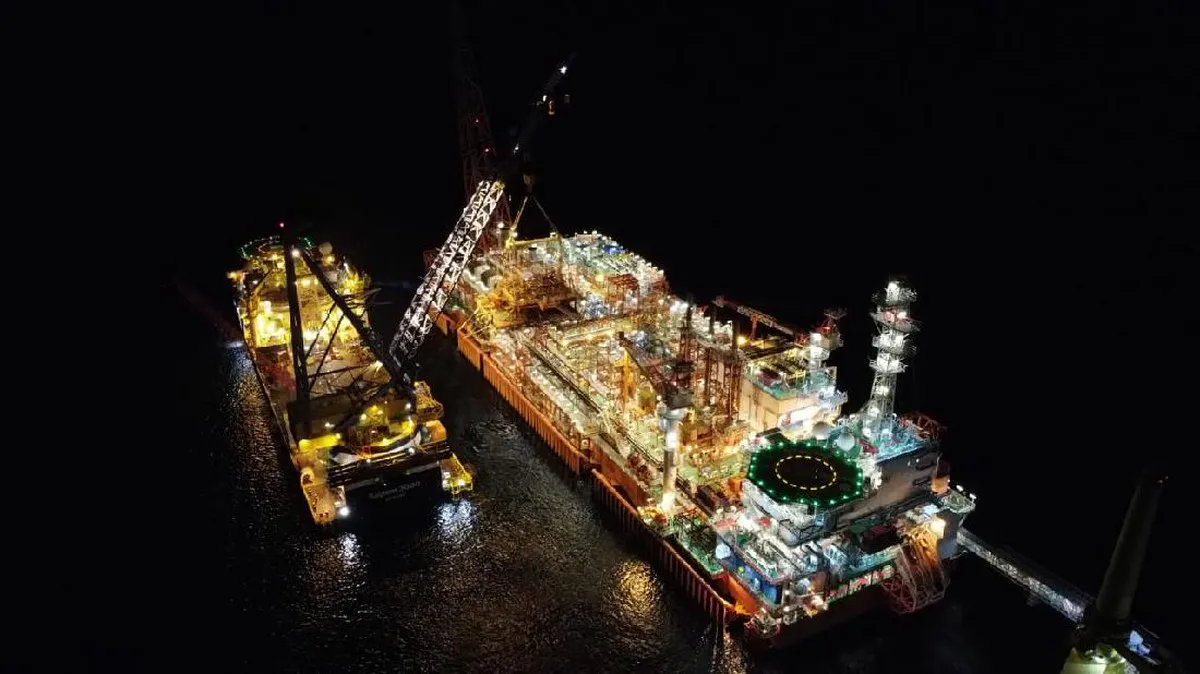 Oil and gas infrastructure with pipelines and industrial processing equipment