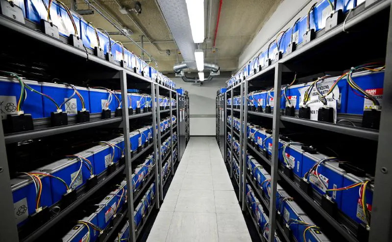 Rows of server racks inside a data centre