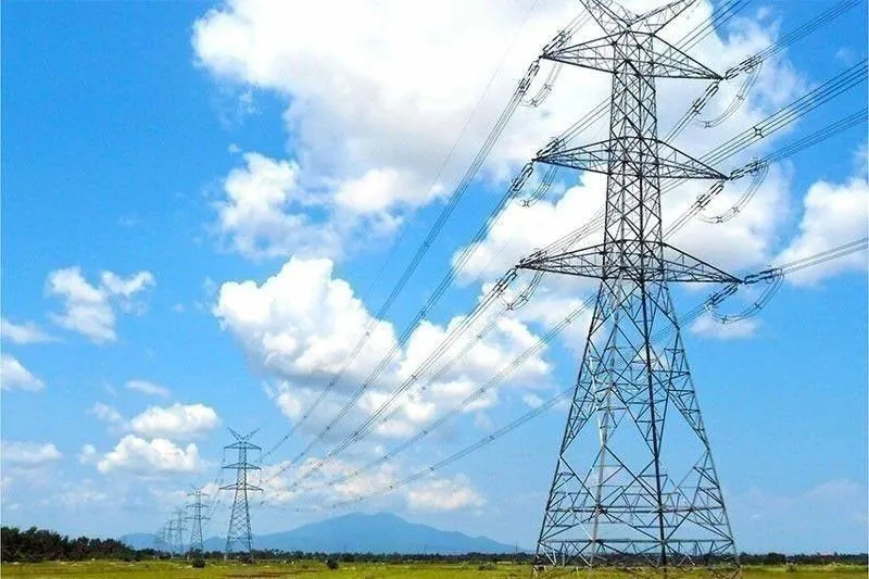 Electricity transmission towers and power lines