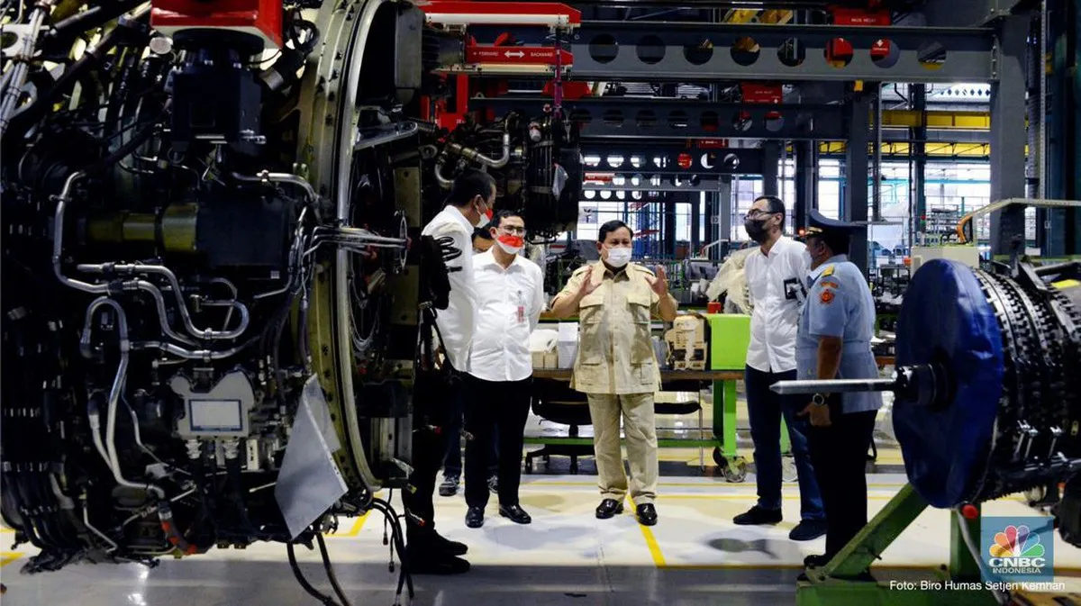 Aircraft maintenance equipment inside a hangar