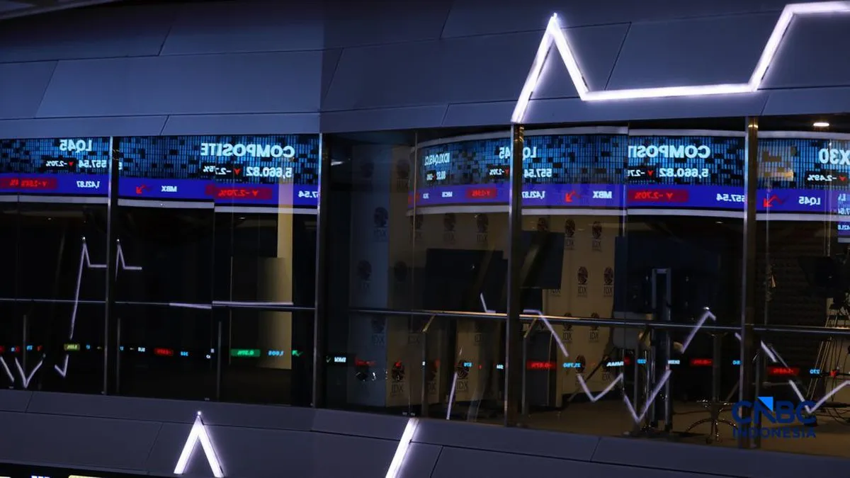 Stock market price board with share prices and trading figures