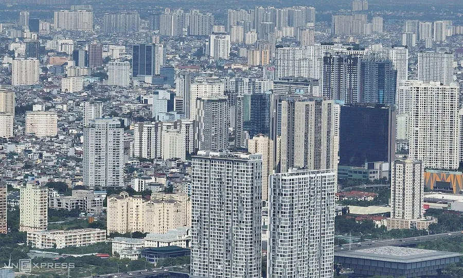 Apartment towers in an urban residential district
