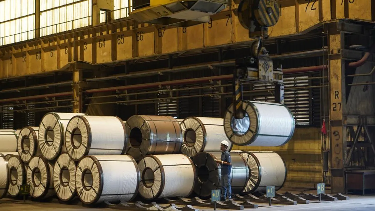 Industrial steel structures at a manufacturing facility