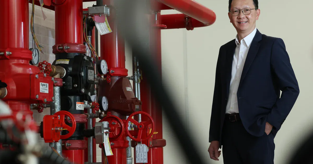 Fire sprinkler pipes and valves in a building