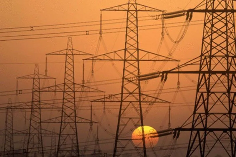 Electricity transmission towers and power lines