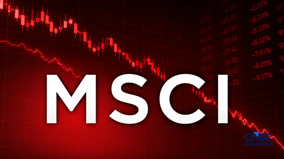 Illustration of a stock-market chart beside an Indonesian flag