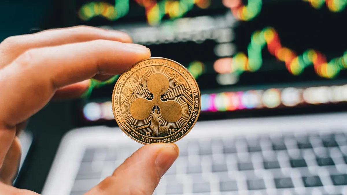 Illustration of digital tokens beside Indonesian rupiah banknotes