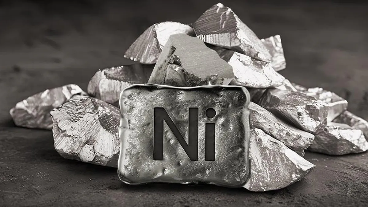 Nickel ore stockpiles at an industrial storage site