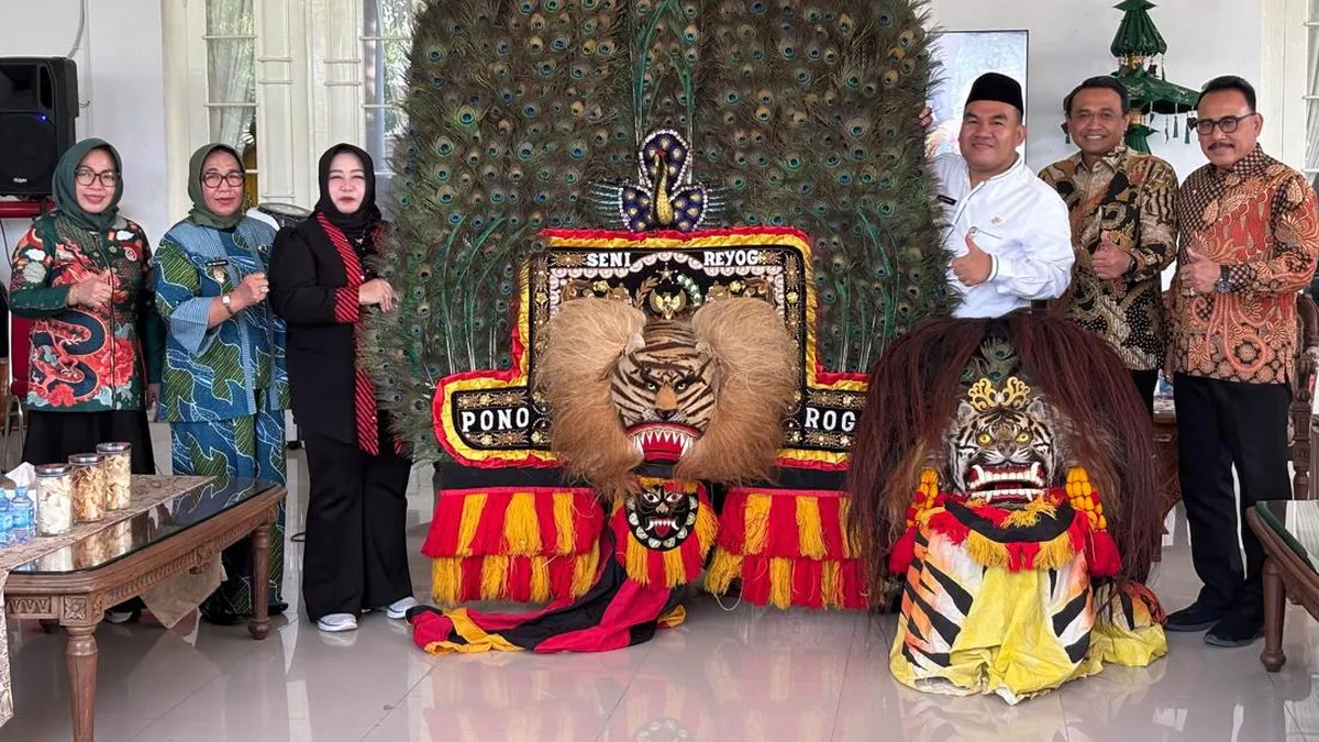 Traditional Indonesian performance masks on display