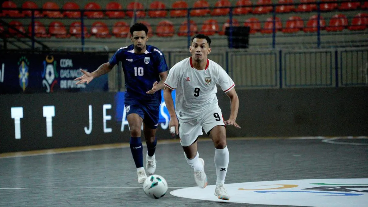 A futsal ball on an indoor court