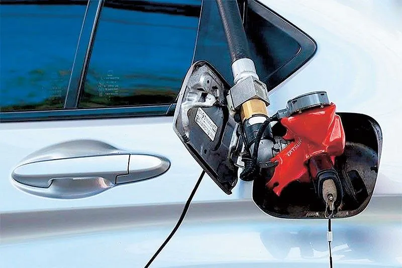 Fuel nozzles at a petrol station