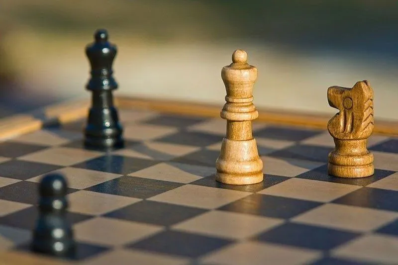 Chess pieces arranged on a board