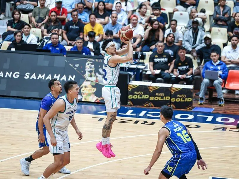 Basketball beside the boundary line on an indoor court