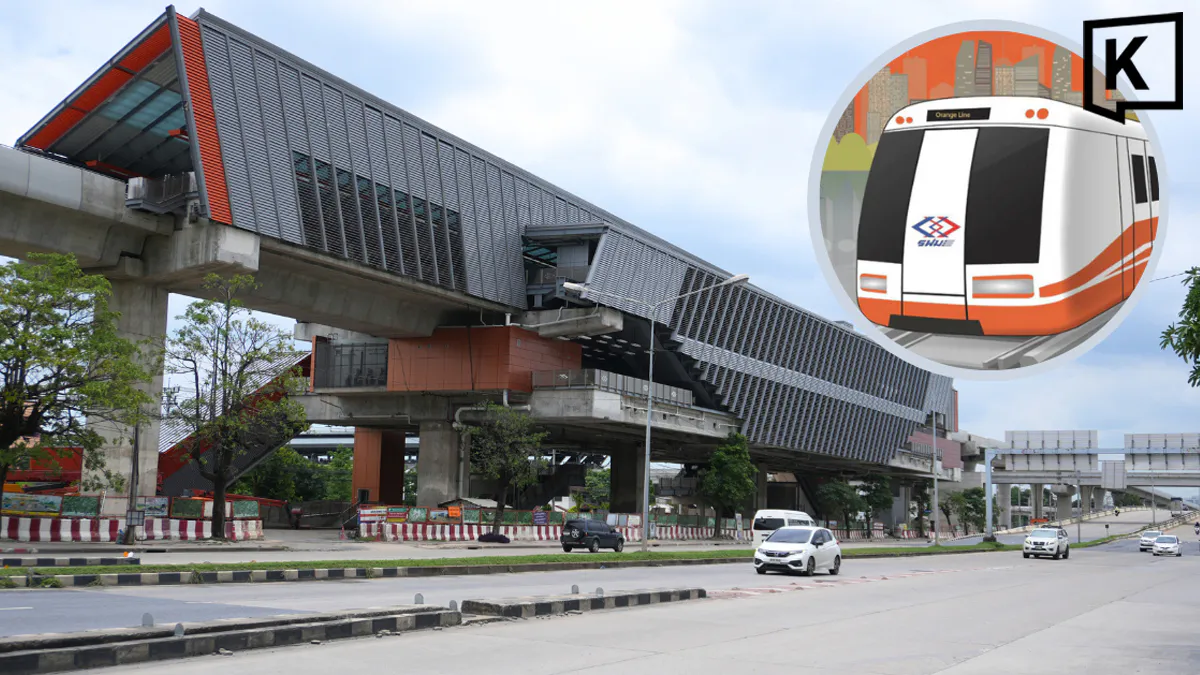 Urban railway tracks and station platforms in Bangkok