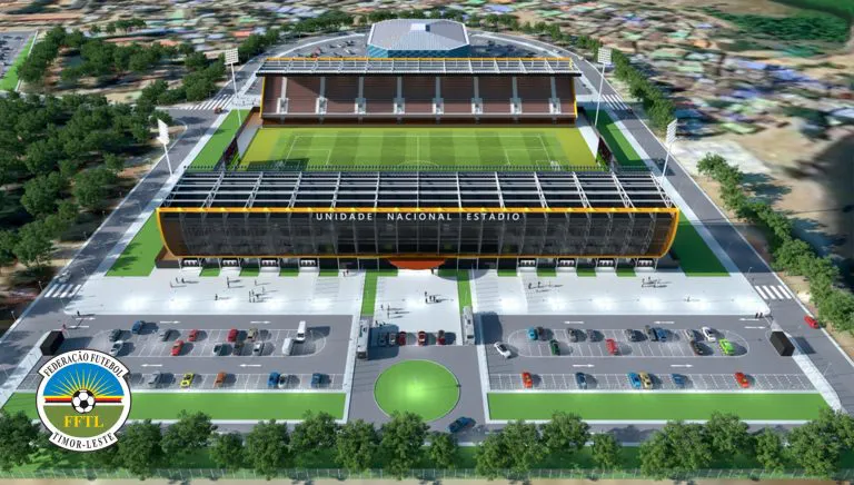 Football pitch with spectator seating around the perimeter