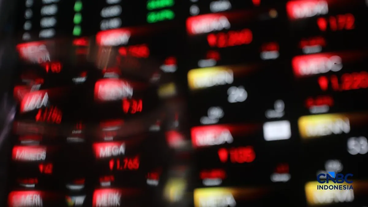 Stock market price board displaying share prices and index movements
