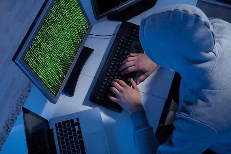 Illustration of a computer network with a digital security shield