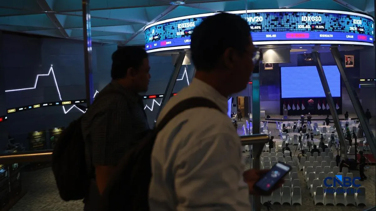 Stock market screen displaying share prices and an index chart