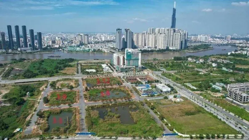 Illustration of urban land plots and residential buildings