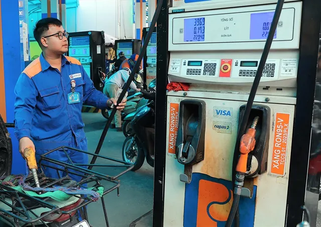 Fuel pumps at a petrol station in Vietnam