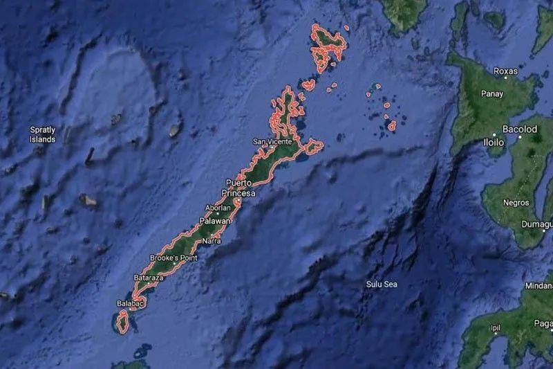 Map showing Palawan and surrounding waters in the Philippines