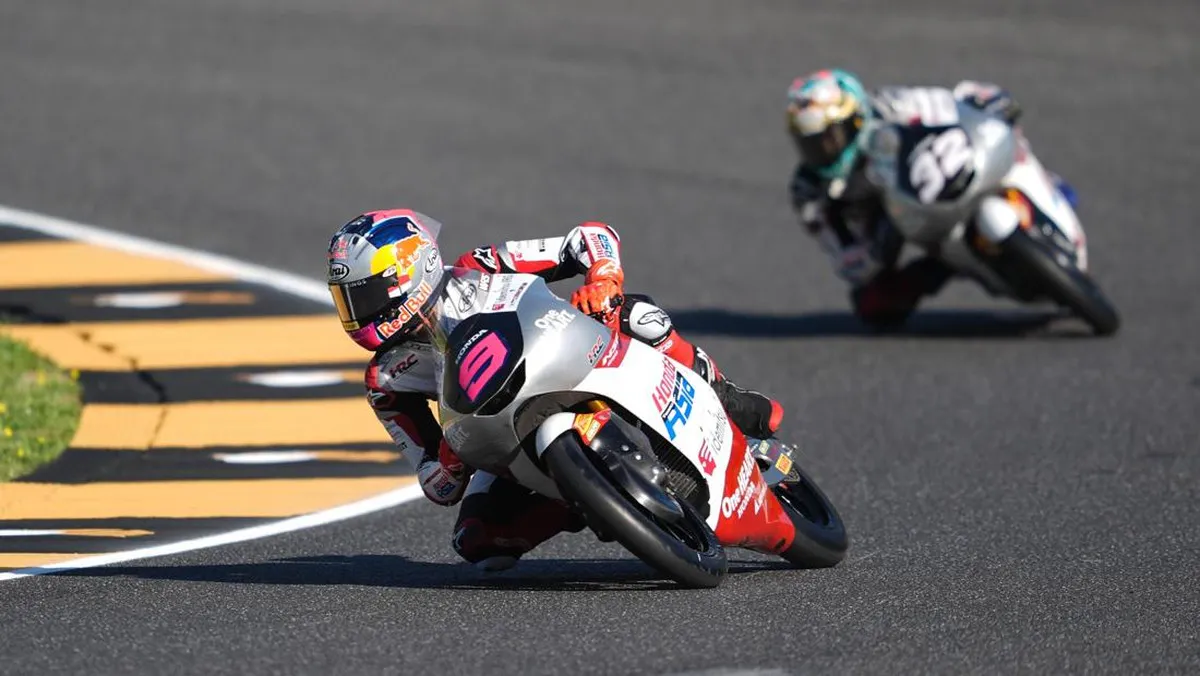 Racing motorcycles on a circuit during a practice session