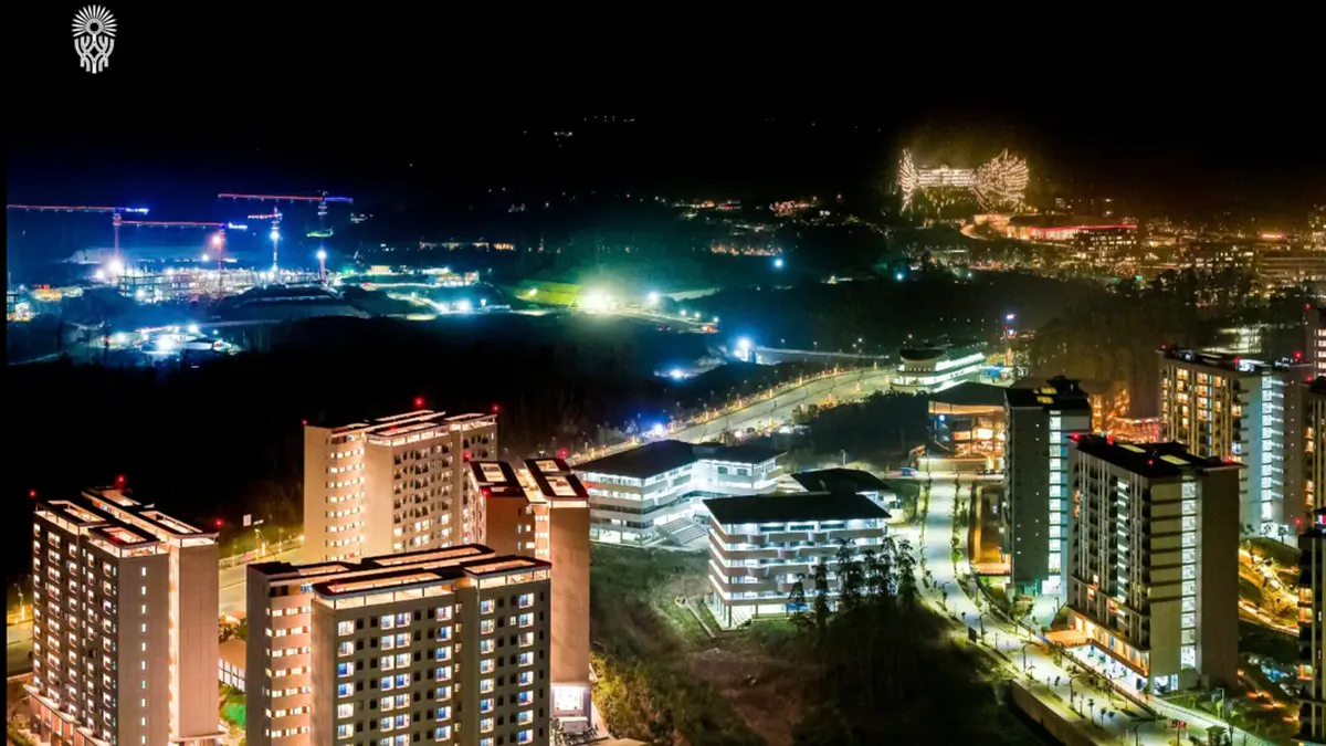 Illustration of apartment towers and commercial buildings under construction
