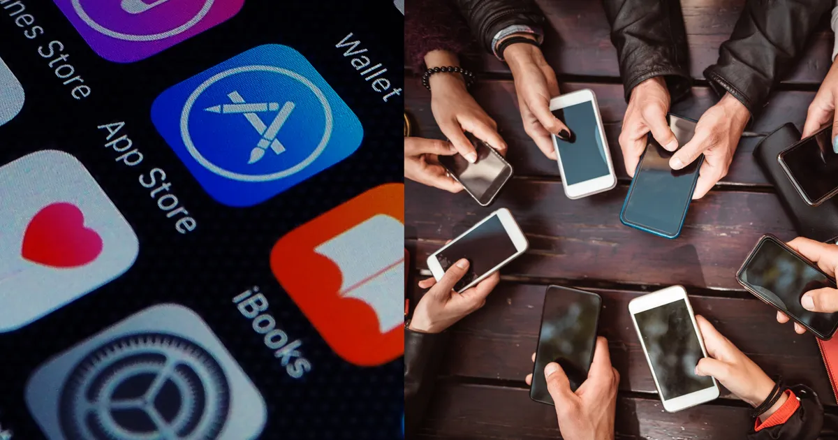 Smartphone displaying app icons beside parental control settings