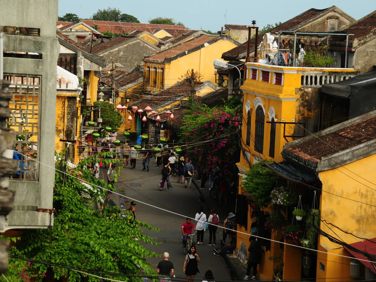 Historic buildings along a street in Hoi An