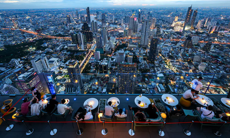 Bangkok skyline with high-rise buildings and rooftop viewing areas