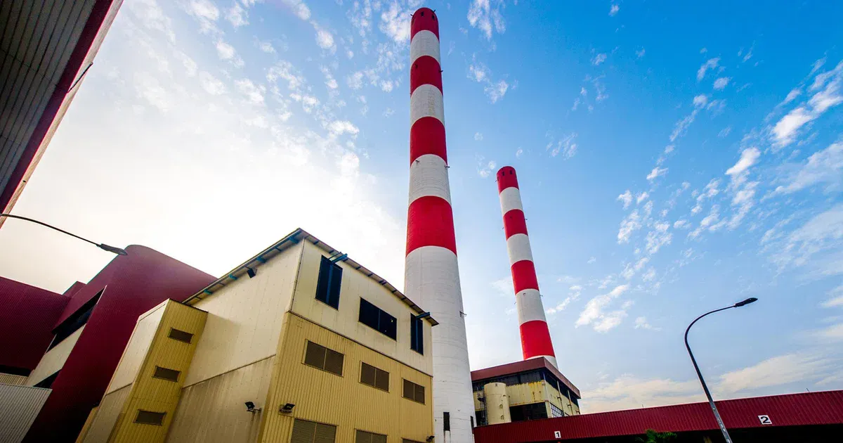 Industrial infrastructure with storage tanks and power generation facilities