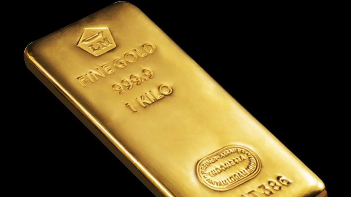 Gold bars arranged on a neutral surface