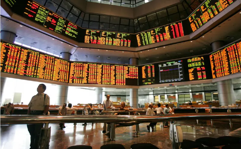Electronic market board displaying share prices
