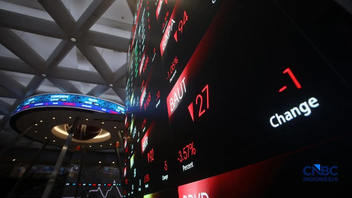 Stock market price board displaying index levels and trading figures