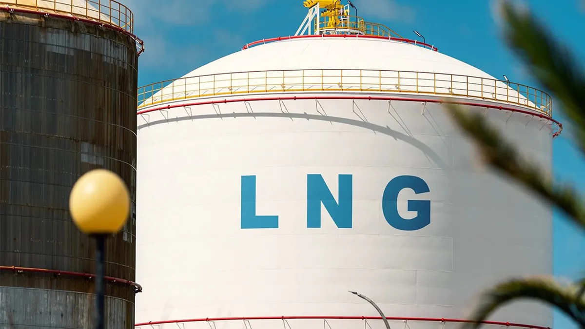 LNG tanker near a gas storage terminal