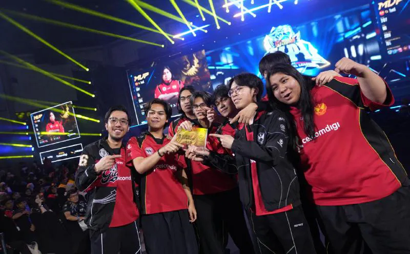 Mobile phones and headsets arranged at an esports gaming station