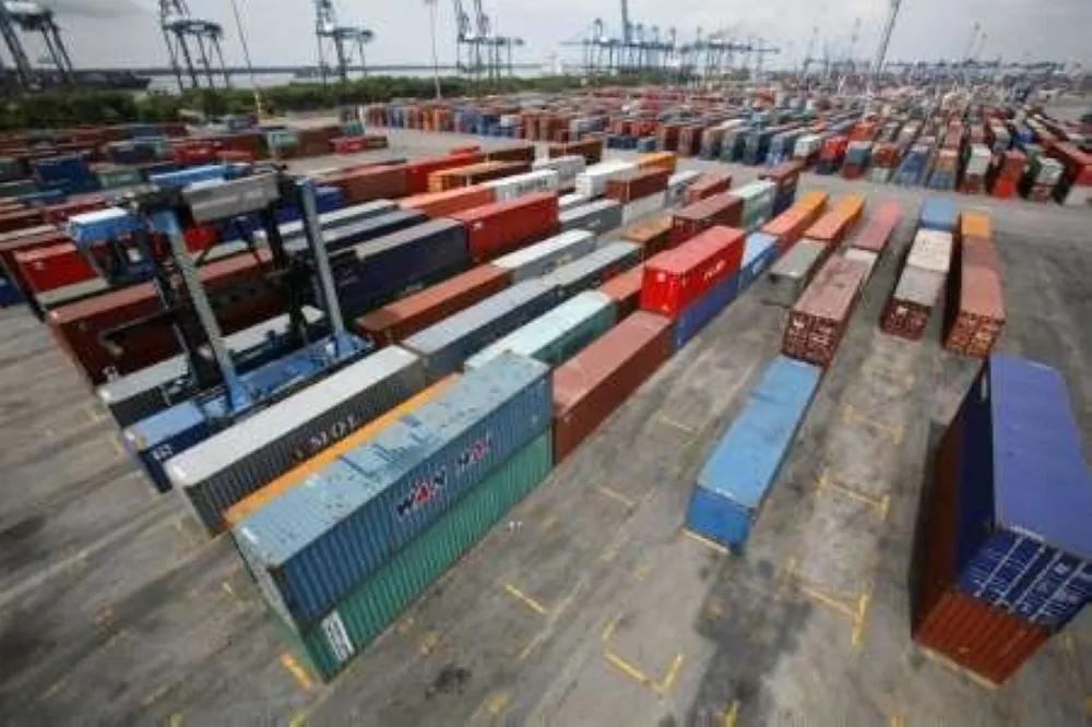 Ships and fuel storage facilities at a commercial port
